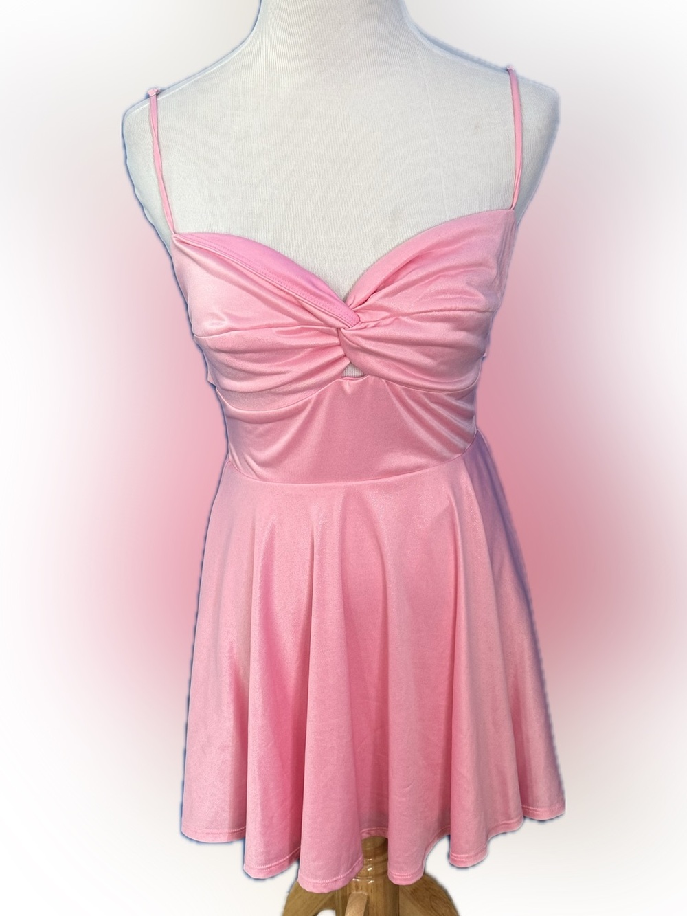Lucy In The Sky Savanna Fit and Flare Mini Dress in Pink Shimmer (M)
